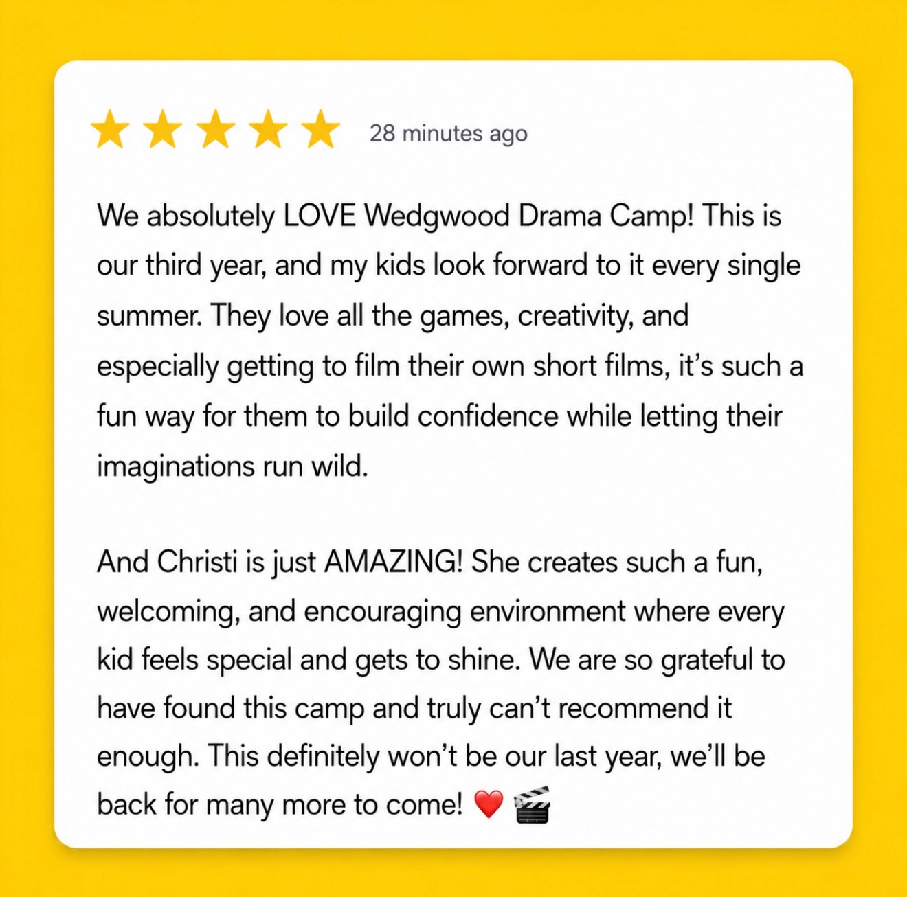 We love hearing what sticks with the kids!
Thanks trusting us with your incredible actors!